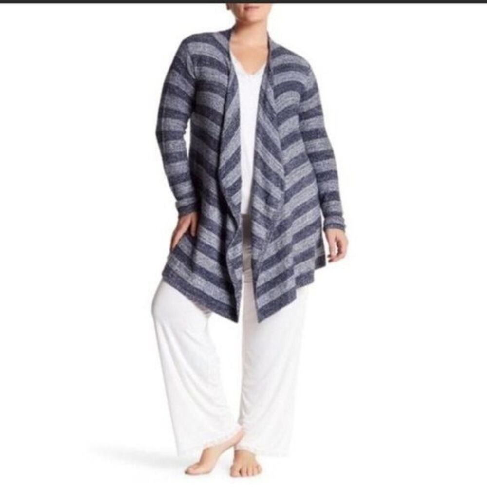 Barefoot dreams bamboo chic striped open front cardigan